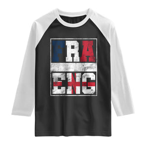FRA ENG France England Flag Graphic Raglan Shirt French English Country Pride TS02 Black White Print Your Wear