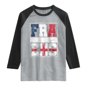 FRA ENG France England Flag Graphic Raglan Shirt French English Country Pride TS02 Heather Gray Black Print Your Wear