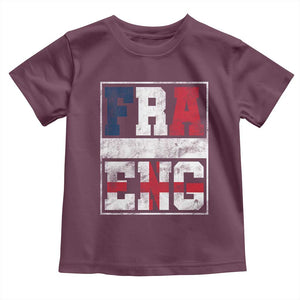 FRA ENG France England Flag Graphic Toddler T Shirt French English Country Pride TS02 Maroon Print Your Wear