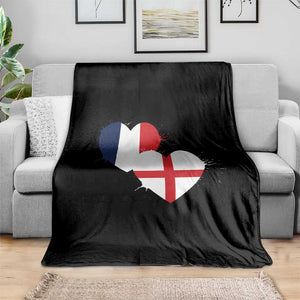 France England Flag Hearts Splatter Graphic Throw Blanket Anglo English French Heritage Love Unity TS02 Print Your Wear