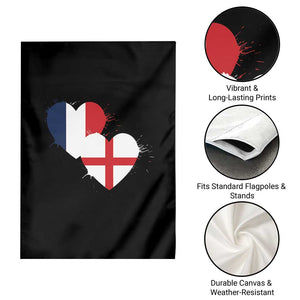 France England Flag Hearts Splatter Graphic Garden Flag Anglo English French Heritage Love Unity TS02 Print Your Wear