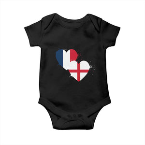 France England Flag Hearts Splatter Graphic Baby Onesie Anglo English French Heritage Love Unity TS02 Black Print Your Wear