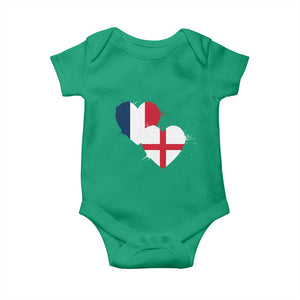France England Flag Hearts Splatter Graphic Baby Onesie Anglo English French Heritage Love Unity TS02 Irish Green Print Your Wear