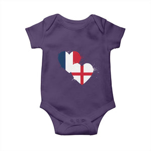 France England Flag Hearts Splatter Graphic Baby Onesie Anglo English French Heritage Love Unity TS02 Purple Print Your Wear