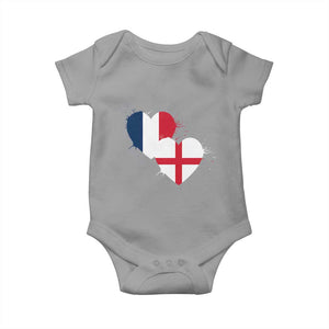 France England Flag Hearts Splatter Graphic Baby Onesie Anglo English French Heritage Love Unity TS02 Sport Gray Print Your Wear