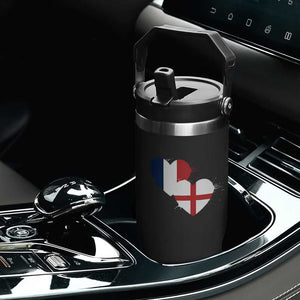 France England Flag Hearts Splatter Graphic Flip Straw Tumbler Anglo English French Heritage Love Unity TS02 Print Your Wear