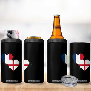 France England Flag Hearts Splatter Graphic 4 in 1 Can Cooler Tumbler Anglo English French Heritage Love Unity TS02 Print Your Wear