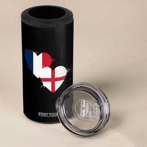 France England Flag Hearts Splatter Graphic 4 in 1 Can Cooler Tumbler Anglo English French Heritage Love Unity TS02 Print Your Wear