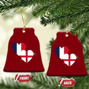 France England Flag Hearts Splatter Graphic Ceramic Ornament Anglo English French Heritage Love Unity TS02 Print Your Wear