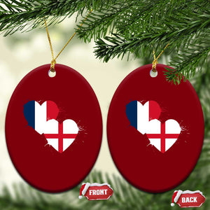 France England Flag Hearts Splatter Graphic Ceramic Ornament Anglo English French Heritage Love Unity TS02 Print Your Wear