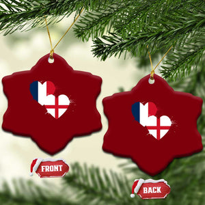 France England Flag Hearts Splatter Graphic Ceramic Ornament Anglo English French Heritage Love Unity TS02 Print Your Wear