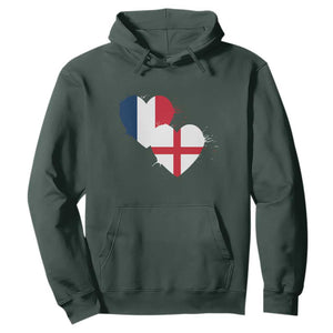 France England Flag Hearts Splatter Graphic Hoodie Anglo English French Heritage Love Unity