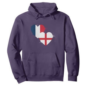 France England Flag Hearts Splatter Graphic Hoodie Anglo English French Heritage Love Unity
