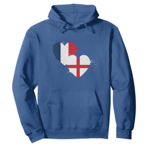 France England Flag Hearts Splatter Graphic Hoodie Anglo English French Heritage Love Unity