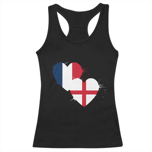France England Flag Hearts Splatter Graphic Racerback Tank Top Anglo English French Heritage Love Unity TS02 Black Print Your Wear