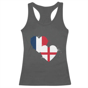 France England Flag Hearts Splatter Graphic Racerback Tank Top Anglo English French Heritage Love Unity TS02 Dark Heather Print Your Wear