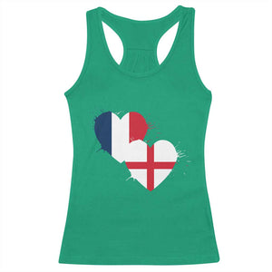 France England Flag Hearts Splatter Graphic Racerback Tank Top Anglo English French Heritage Love Unity TS02 Irish Green Print Your Wear