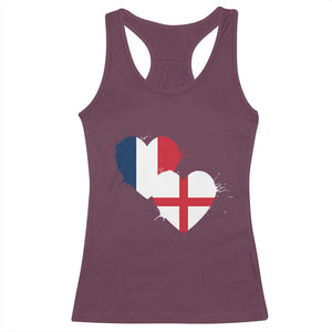 France England Flag Hearts Splatter Graphic Racerback Tank Top Anglo English French Heritage Love Unity TS02 Maroon Print Your Wear