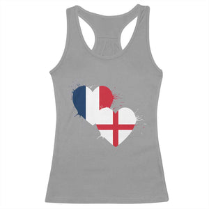 France England Flag Hearts Splatter Graphic Racerback Tank Top Anglo English French Heritage Love Unity TS02 Sport Gray Print Your Wear