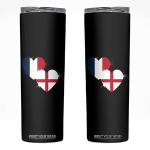France England Flag Hearts Splatter Graphic Skinny Tumbler Anglo English French Heritage Love Unity TS02 Black Print Your Wear