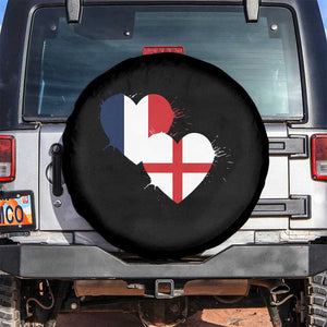 France England Flag Hearts Splatter Graphic Spare Tire Cover Anglo English French Heritage Love Unity TS02 No hole Black Print Your Wear