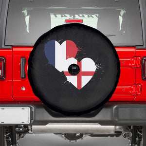 France England Flag Hearts Splatter Graphic Spare Tire Cover Anglo English French Heritage Love Unity TS02 Black Print Your Wear