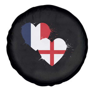 France England Flag Hearts Splatter Graphic Spare Tire Cover Anglo English French Heritage Love Unity TS02 Print Your Wear