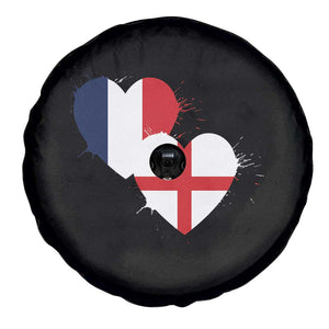 France England Flag Hearts Splatter Graphic Spare Tire Cover Anglo English French Heritage Love Unity TS02 Print Your Wear