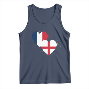 France England Flag Hearts Splatter Graphic Tank Top Anglo English French Heritage Love Unity TS02 Navy Print Your Wear