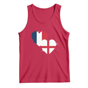 France England Flag Hearts Splatter Graphic Tank Top Anglo English French Heritage Love Unity TS02 Red Print Your Wear