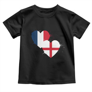France England Flag Hearts Splatter Graphic Toddler T Shirt Anglo English French Heritage Love Unity TS02 Black Print Your Wear