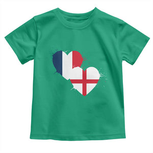 France England Flag Hearts Splatter Graphic Toddler T Shirt Anglo English French Heritage Love Unity TS02 Irish Green Print Your Wear