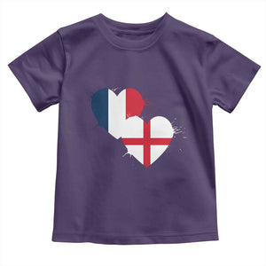 France England Flag Hearts Splatter Graphic Toddler T Shirt Anglo English French Heritage Love Unity TS02 Purple Print Your Wear
