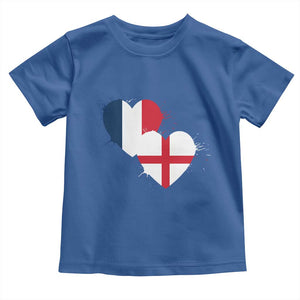 France England Flag Hearts Splatter Graphic Toddler T Shirt Anglo English French Heritage Love Unity TS02 Royal Blue Print Your Wear