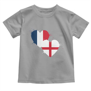 France England Flag Hearts Splatter Graphic Toddler T Shirt Anglo English French Heritage Love Unity TS02 Sport Gray Print Your Wear