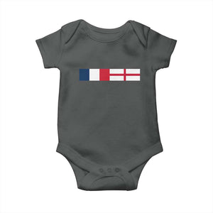 France England Dual Flag Graphic Baby Onesie Anglo English French Heritage Mixed Roots Pride Match Day TS02 Dark Heather Print Your Wear