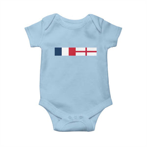 France England Dual Flag Graphic Baby Onesie Anglo English French Heritage Mixed Roots Pride Match Day TS02 Light Blue Print Your Wear