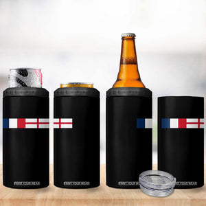 France England Dual Flag Graphic 4 in 1 Can Cooler Tumbler Anglo English French Heritage Mixed Roots Pride Match Day TS02 Print Your Wear