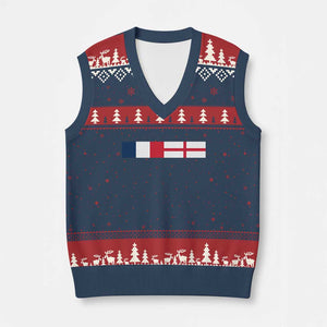 France England Dual Flag Graphic V-Neck Knit Sweater Vest Anglo English French Heritage Mixed Roots Pride Match Day TS02 Navy Red Print Your Wear