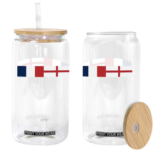 France England Dual Flag Graphic Glass Can Anglo English French Heritage Mixed Roots Pride Match Day TS02 Print Your Wear