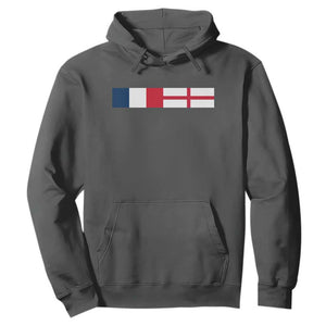 France England Dual Flag Graphic Hoodie Anglo English French Heritage Mixed Roots Pride Match Day TS02 Dark Heather Print Your Wear