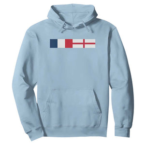 France England Dual Flag Graphic Hoodie Anglo English French Heritage Mixed Roots Pride Match Day TS02 Light Blue Print Your Wear