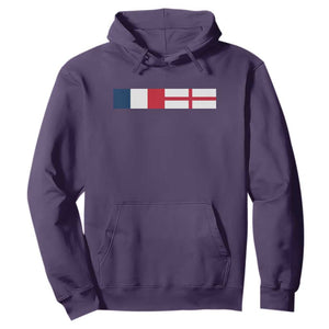 France England Dual Flag Graphic Hoodie Anglo English French Heritage Mixed Roots Pride Match Day TS02 Purple Print Your Wear
