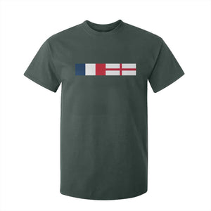 France England Dual Flag Graphic T Shirt For Kid Anglo English French Heritage Mixed Roots Pride Match Day TS02 Dark Forest Green Print Your Wear
