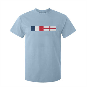France England Dual Flag Graphic T Shirt For Kid Anglo English French Heritage Mixed Roots Pride Match Day TS02 Light Blue Print Your Wear