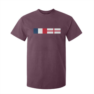 France England Dual Flag Graphic T Shirt For Kid Anglo English French Heritage Mixed Roots Pride Match Day TS02 Maroon Print Your Wear