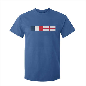 France England Dual Flag Graphic T Shirt For Kid Anglo English French Heritage Mixed Roots Pride Match Day TS02 Royal Blue Print Your Wear
