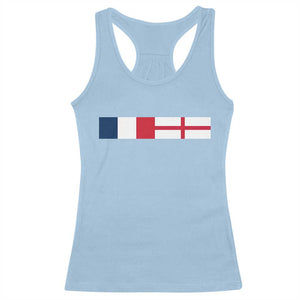 France England Dual Flag Graphic Racerback Tank Top Anglo English French Heritage Mixed Roots Pride Match Day TS02 Light Blue Print Your Wear