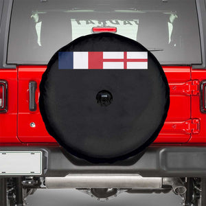 France England Dual Flag Graphic Spare Tire Cover Anglo English French Heritage Mixed Roots Pride Match Day TS02 Black Print Your Wear