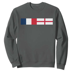 France England Dual Flag Graphic Sweatshirt Anglo English French Heritage Mixed Roots Pride Match Day TS02 Dark Heather Print Your Wear